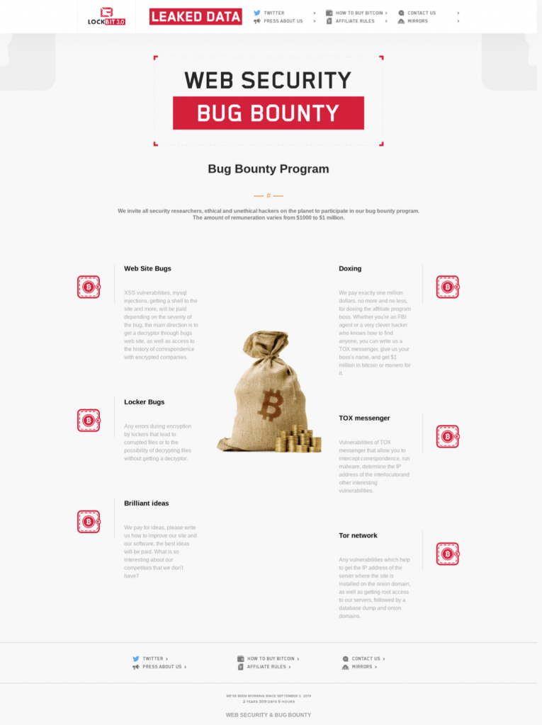 Bug bounty program details posted to LockBit’s website_Analyst1