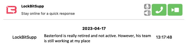 LockBit comments on Bassterlord's retirement
