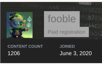 Fooble account on the Exploit forum.